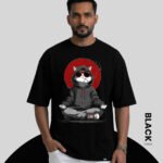 Rijb-cool-cat-smoking-oversized-tshirt-with-male-model-front-side