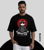 Rijb-cool-cat-smoking-oversized-tshirt-with-male-model-front-side