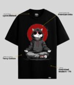 Rijb-cool-smoking-cat-oversized-tshirt-with-model-front-side