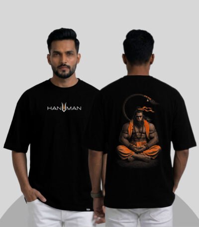 Rijb-hanuman-oversized-tshirt-with-model-front-and-back-side