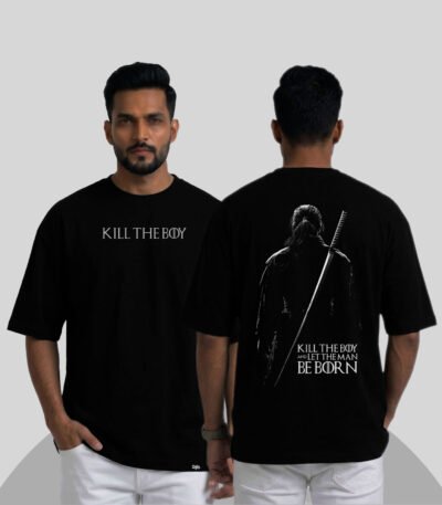 Rijb-kill-the-boy-oversized-tshirt-with-model-front-and-back-side