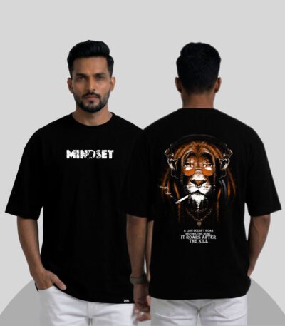 Rijb-lion-mindset-oversized-tshirt-with-model-front-and-back-side