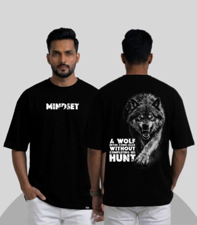 Rijb-wolf-mindset-oversized-tshirt-with-model-front-and-back-side